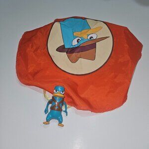 Perry Platypus Agent P Figure Attached Parachute Disney Phineas & Ferb Toy READ